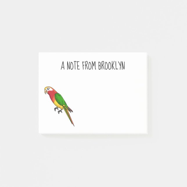 Cute happy parrot cartoon illustration post-it notes (Front)