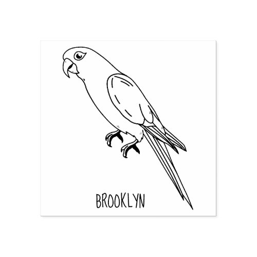 Cute happy parrot cartoon illustration rubber stamp