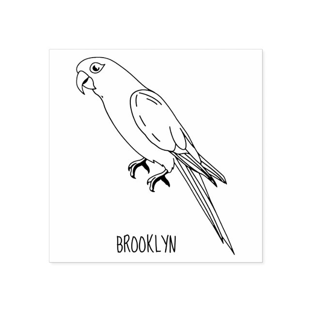 Cute happy parrot cartoon illustration rubber stamp (Imprint)