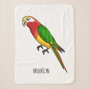 Cute happy parrot cartoon illustration  sherpa blanket