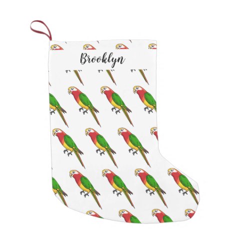 Cute happy parrot cartoon illustration small christmas stocking