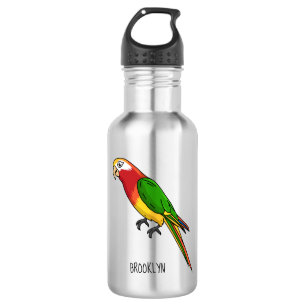 Cute happy parrot cartoon illustration stainless steel water bottle