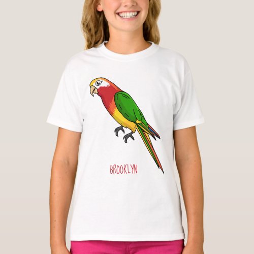 Cute happy parrot cartoon illustration T_Shirt