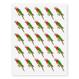 Cute happy parrot cartoon illustration temporary tattoos