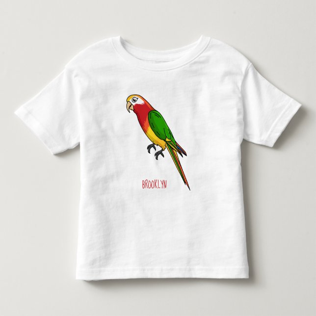 Cute happy parrot cartoon illustration toddler t-shirt (Front)