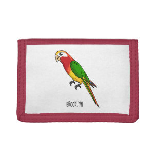 Cute happy parrot cartoon illustration trifold wallet