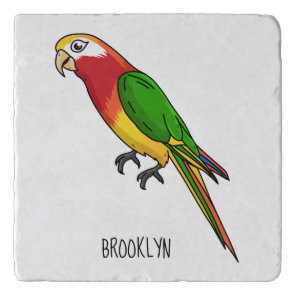 Cute happy parrot cartoon illustration trivet