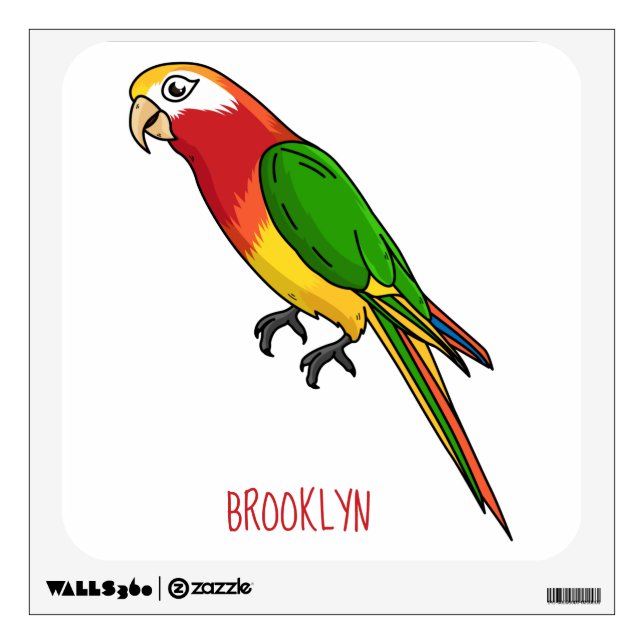 Cute happy parrot cartoon illustration wall decal (Front)