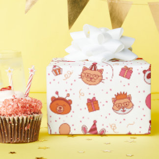 Cute happy party animals wrapping paper