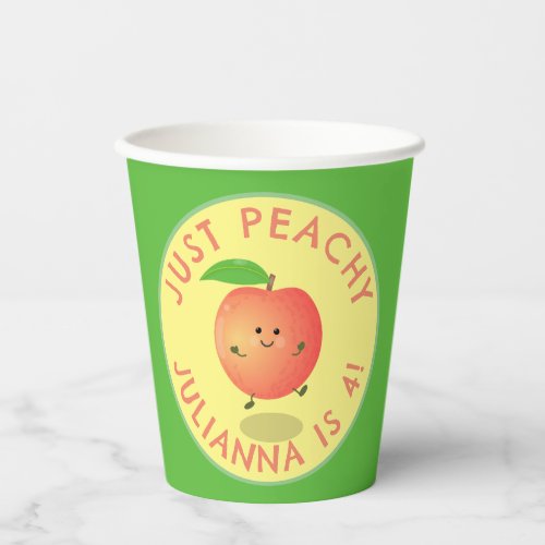 Cute happy peach cartoon personalized birthday paper cups