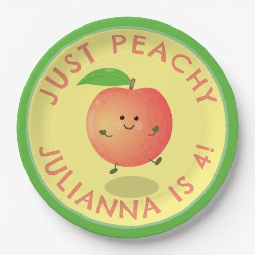 Cute happy peach cartoon personalized birthday paper plates
