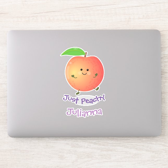 Cute happy peach just peachy cartoon illustration sticker (Computer)