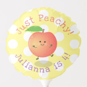 Cute happy peach summer cartoon illustration balloon