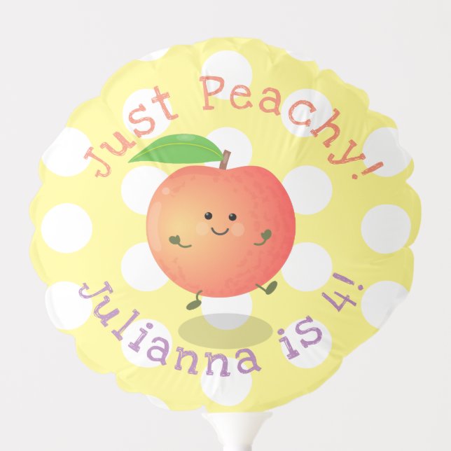 Cute happy peach summer cartoon illustration balloon (Front)
