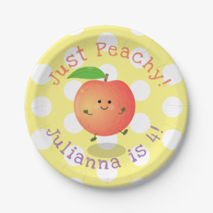 Cute happy peach summer cartoon illustration paper plates