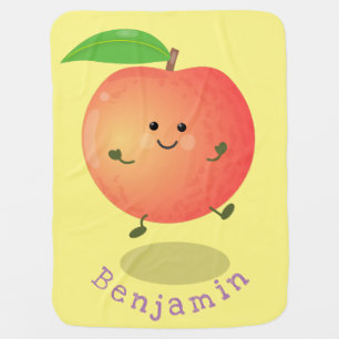 Cute happy peach yellow cartoon baby blanket