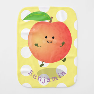 Cute happy peach yellow cartoon baby burp cloth