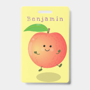 Cute happy peach yellow cartoon badge