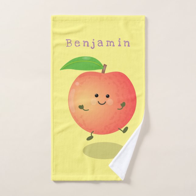 Cute happy peach yellow cartoon bath towel set (Hand Towel)
