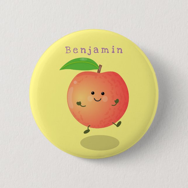Cute happy peach yellow cartoon button (Front)