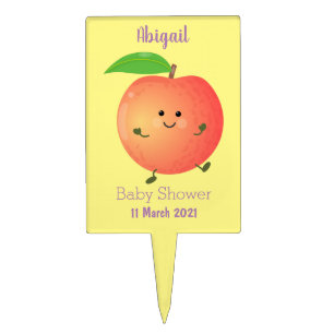 Cute happy peach yellow cartoon cake topper