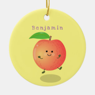 Cute happy peach yellow cartoon ceramic ornament
