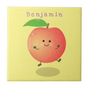 Cute happy peach yellow cartoon ceramic tile