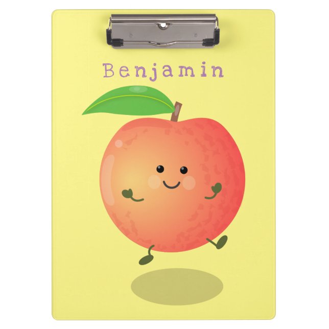 Cute happy peach yellow cartoon clipboard (Front)