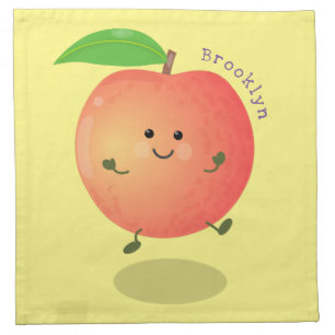 Cute happy peach yellow cartoon cloth napkin
