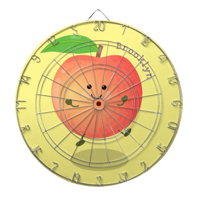 Cute happy peach yellow cartoon dart board (Front)