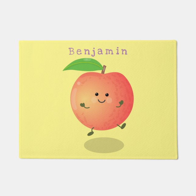 Cute happy peach yellow cartoon doormat (Front)