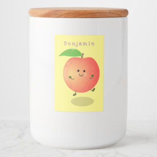 Cute happy peach yellow cartoon food label