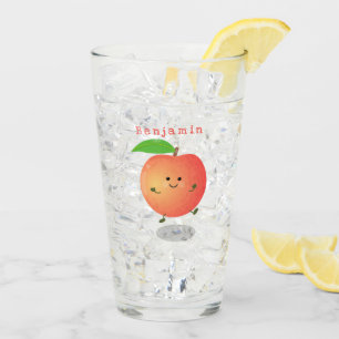 Cute happy peach yellow cartoon glass