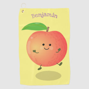Cute happy peach yellow cartoon golf towel