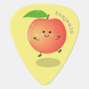 Cute happy peach yellow cartoon guitar pick