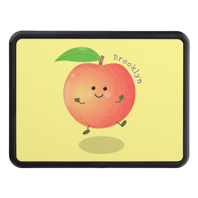 Cute happy peach yellow cartoon hitch cover (Front)