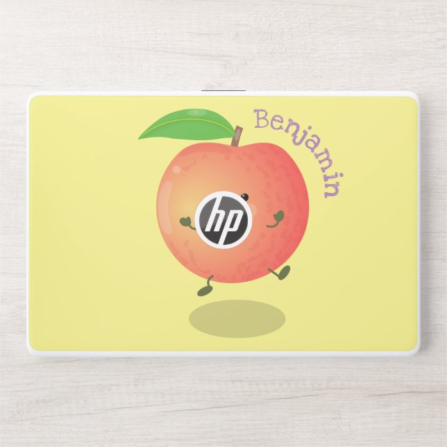 Cute happy peach yellow cartoon HP laptop skin (Front)