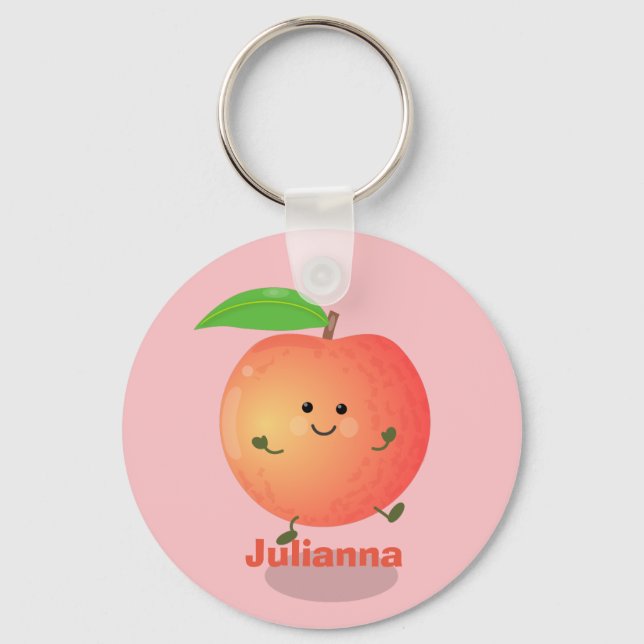 Cute happy peach yellow cartoon keychain (Front)