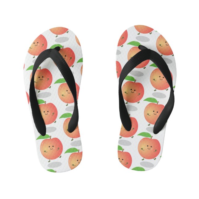 Cute happy peach yellow cartoon kid's flip flops (Footbed)
