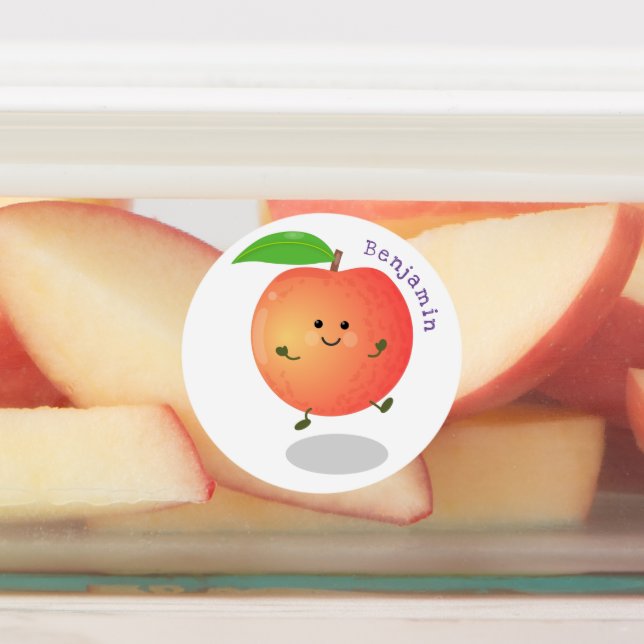 Cute happy peach yellow cartoon labels (Affixed)