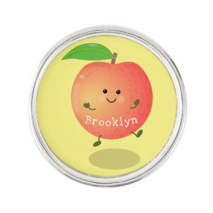 Cute happy peach yellow cartoon lapel pin