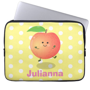 Cute happy peach yellow cartoon laptop sleeve
