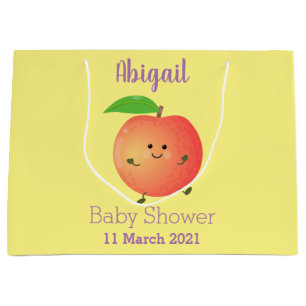 Cute happy peach yellow cartoon large gift bag