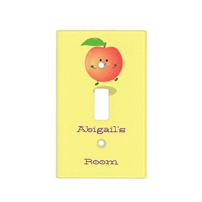 Cute happy peach yellow cartoon light switch cover (Front)