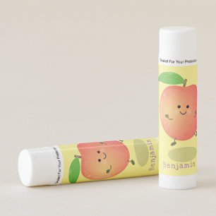Cute happy peach yellow cartoon lip balm