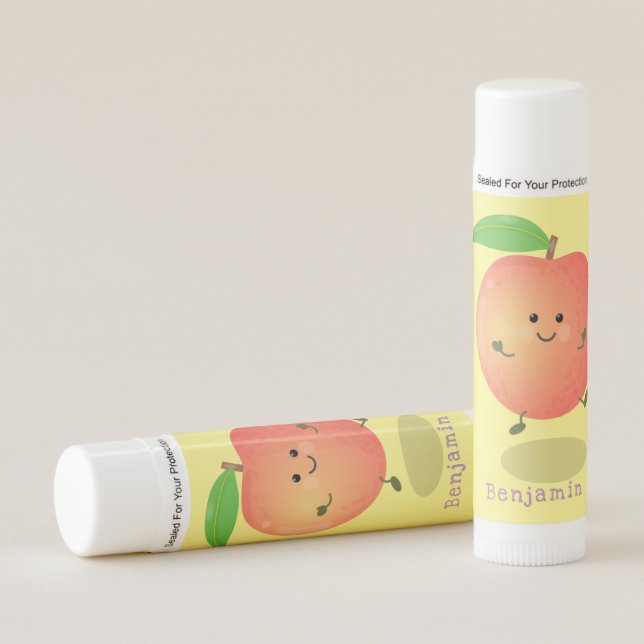 Cute happy peach yellow cartoon lip balm (Front)