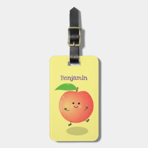 Cute happy peach yellow cartoon luggage tag
