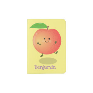 Cute happy peach yellow cartoon passport holder