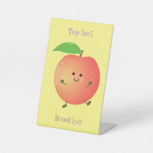 Cute happy peach yellow cartoon pedestal sign