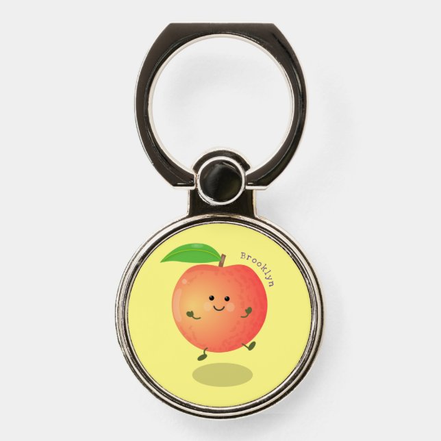 Cute happy peach yellow cartoon phone ring stand (Front)